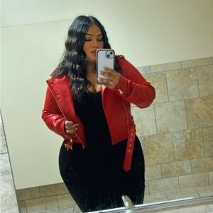 Stylish Red Leather Jacket